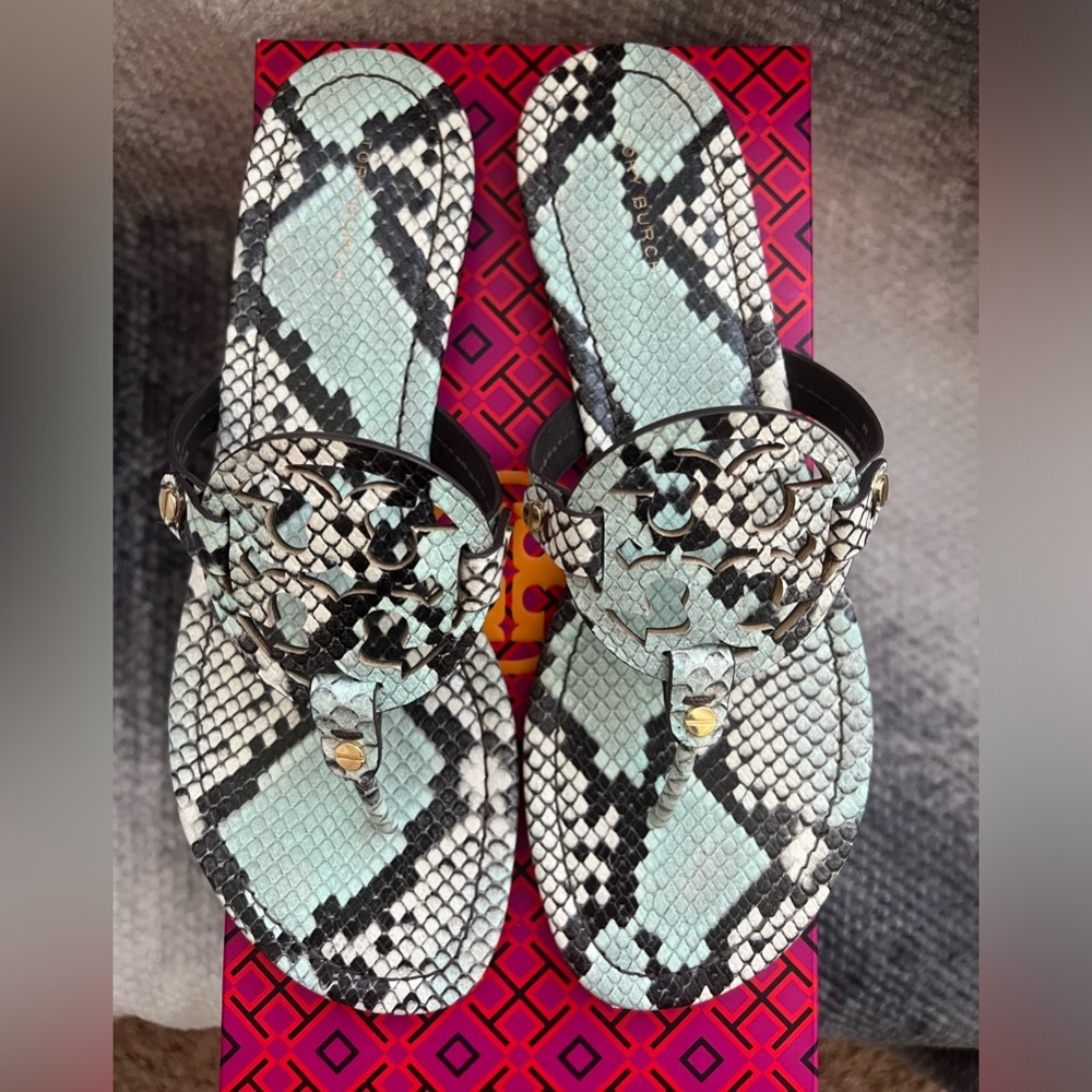 Tory Burch Miller Stamped Snake Leather Aqua Mist